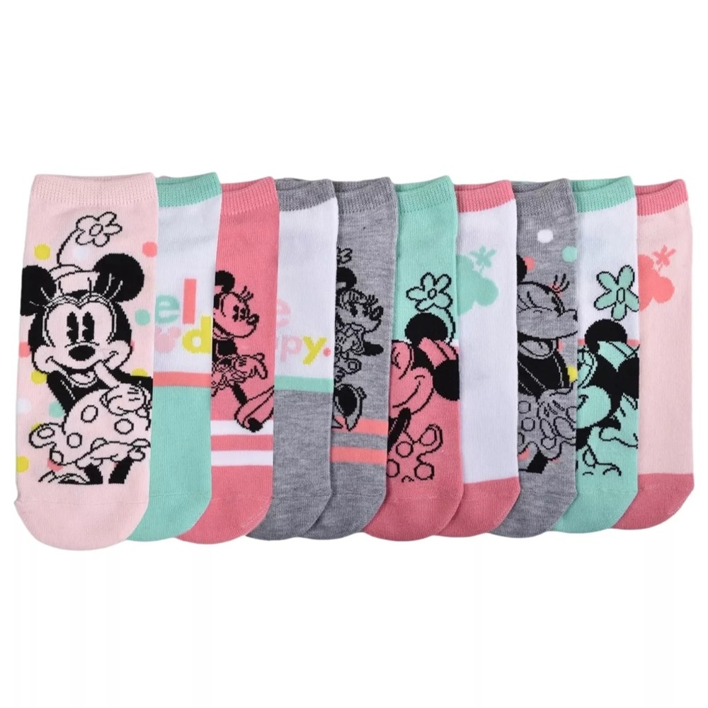 Minnie Mouse 10 Pair Womens Low Cut Socks 10 Disney-New!